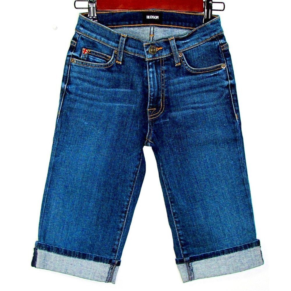 Hudson Amelia Cuffed Knee Mid-Rise Denim Shorts